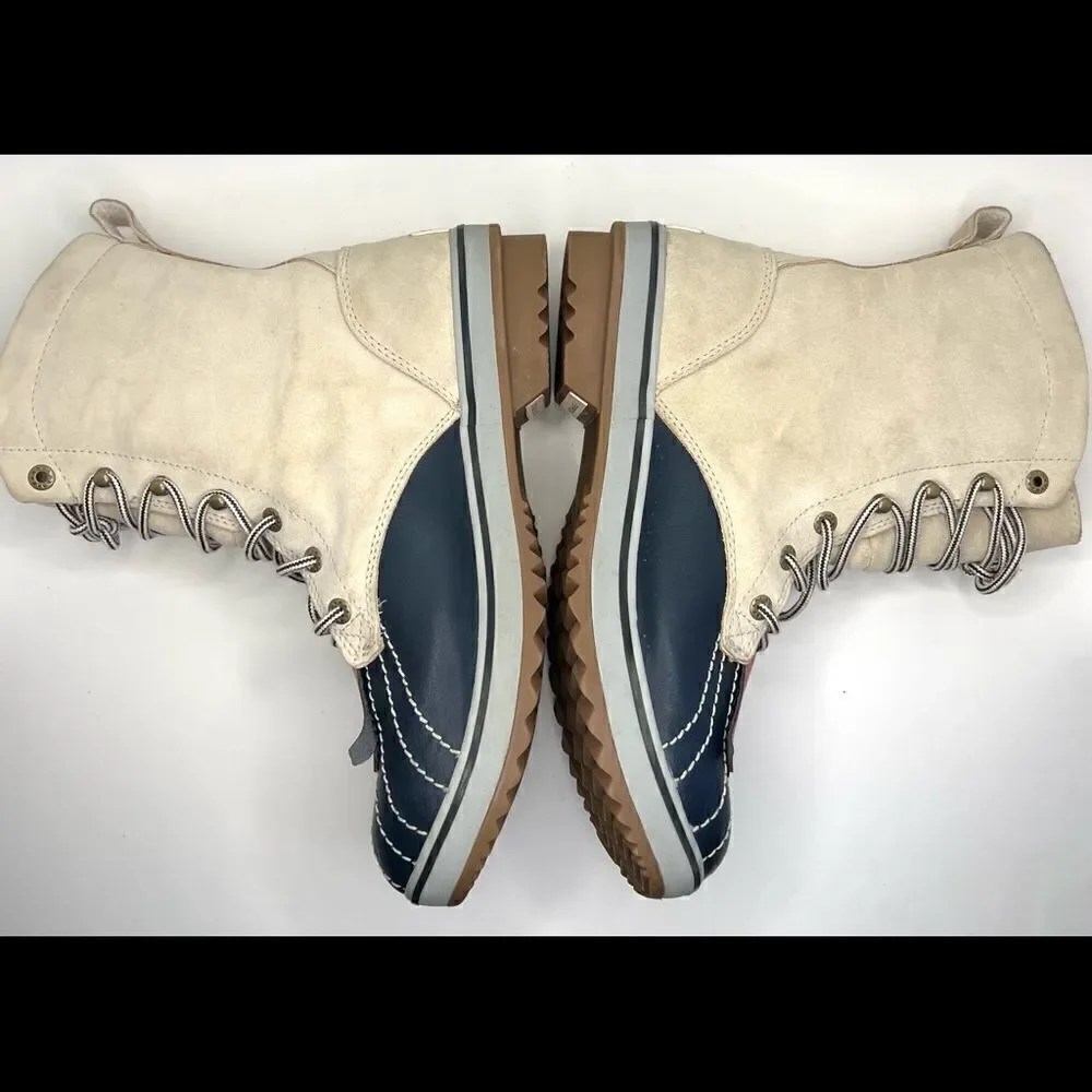 Sorel Tivoli Camp 18 Waterproof Snow Winter Duck Blue Tan Suede Womens Boots 7.5